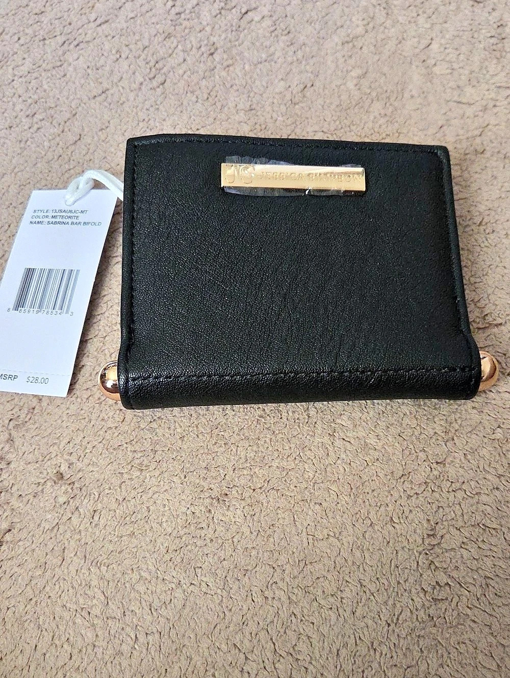 Jessica Simpson Sabrina Bar Bifold Wallet Black & Beige